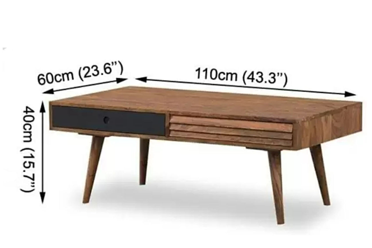 Sheesham Wood Coffee Table for Living Room | Solid Wood Coffee Table with Drawer | Center Table | Living Room Table | 115 x 44 x 55 cms Contemporary Center Table | Solid Wood Coffee Table