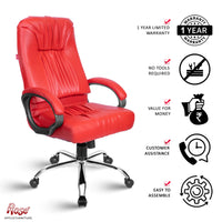 Thumbnail for Black Beauty Leatherette Executive High Back Revolving Office Chair (Red)
