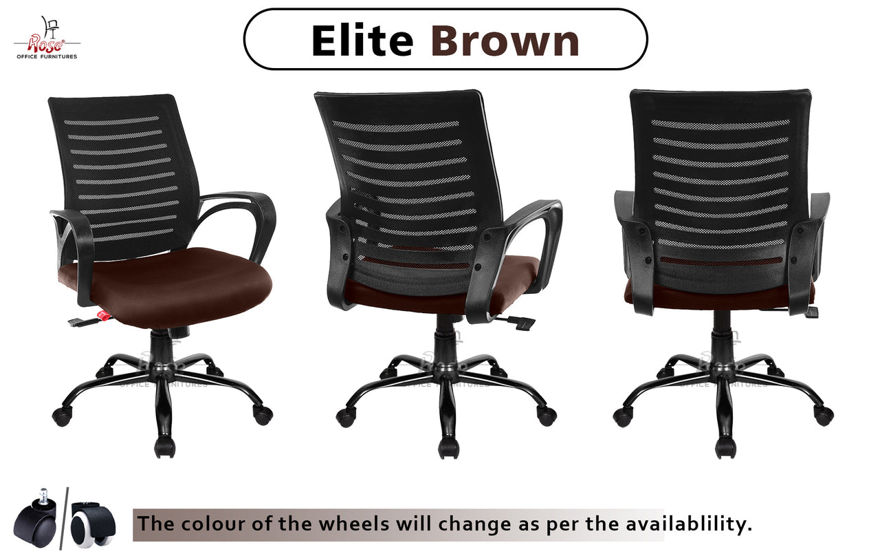 Mesh Mid-Back Ergonomic Office Chair  (Elite) (Brown)