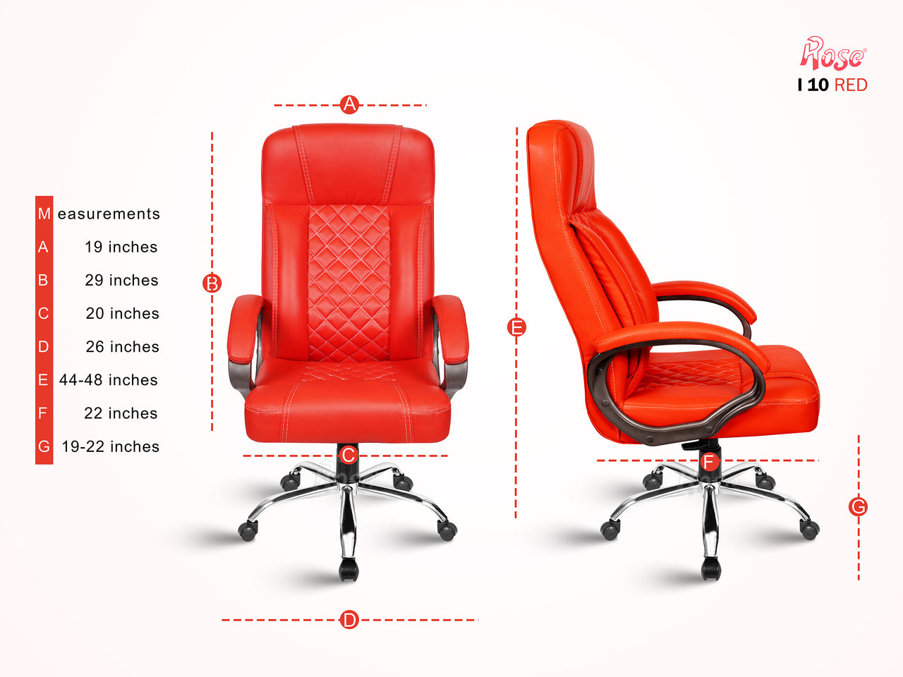 I10 Leatherette Executive High Back Revolving Office Chair (Red)