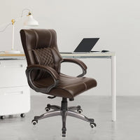 Thumbnail for Iran Leatherette Executive Mid Back/High Back Revolving Office Chair (Brown, Mid Back)