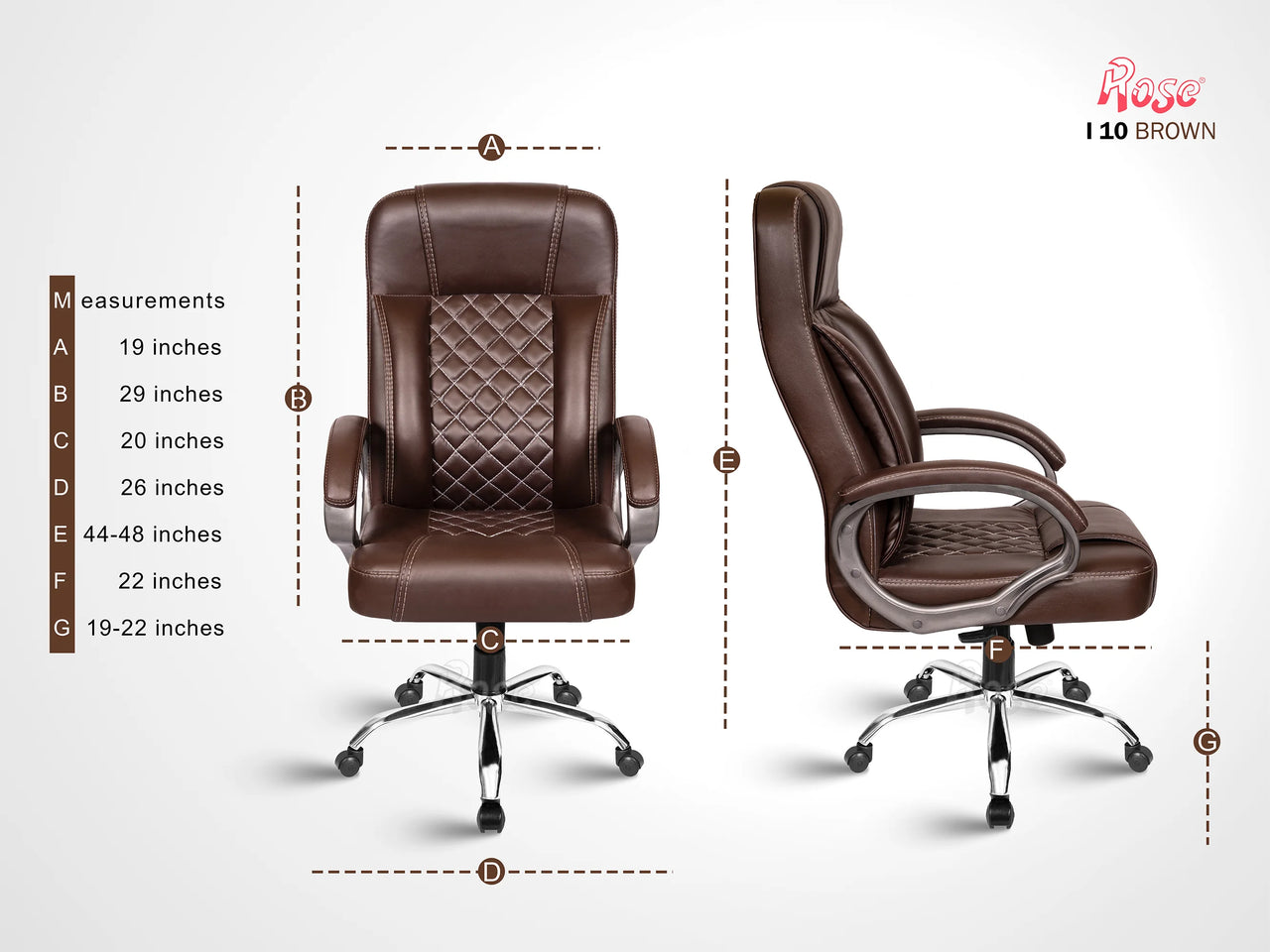 I10 Leatherette Executive High Back Revolving Office Chair (Brown)