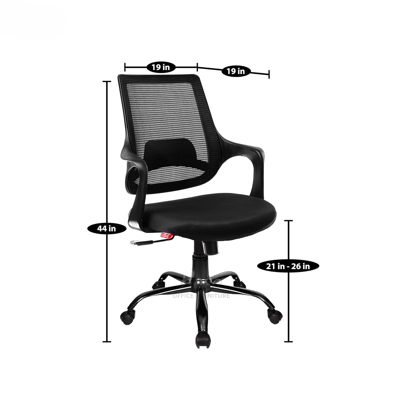 Mono Mesh Mid-Back Ergonomic Office Chair  (Black)