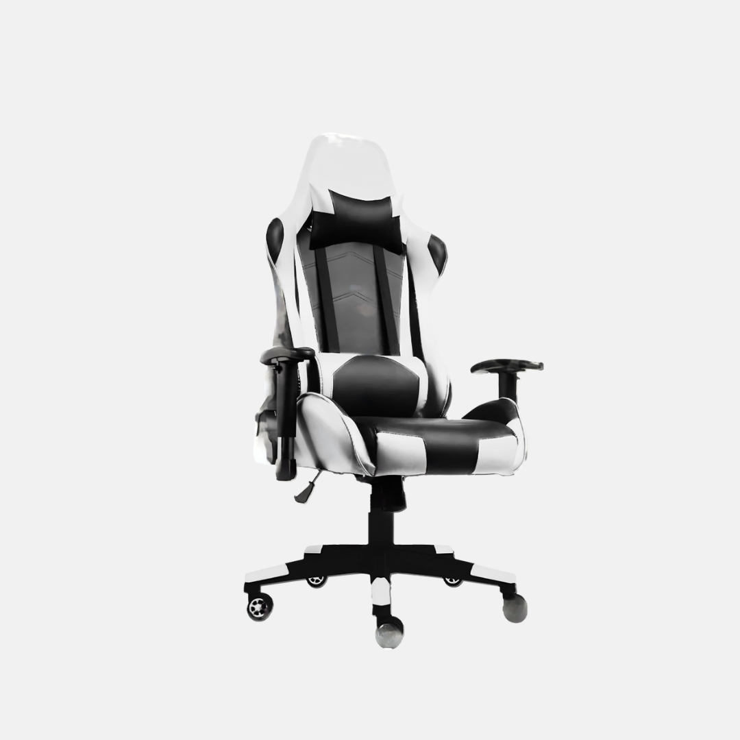 Up Gamer Multi-Functional Footrest Ergonomic Gaming Chair with Lumbar Support | Adjustable Back Rest | Fixed Arm Rest | Office/Work from Home | Ergonomic High Back Chair (White & Black)