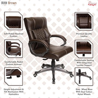 Thumbnail for Iran Leatherette Executive Mid Back/High Back Revolving Office Chair (Brown, Mid Back)