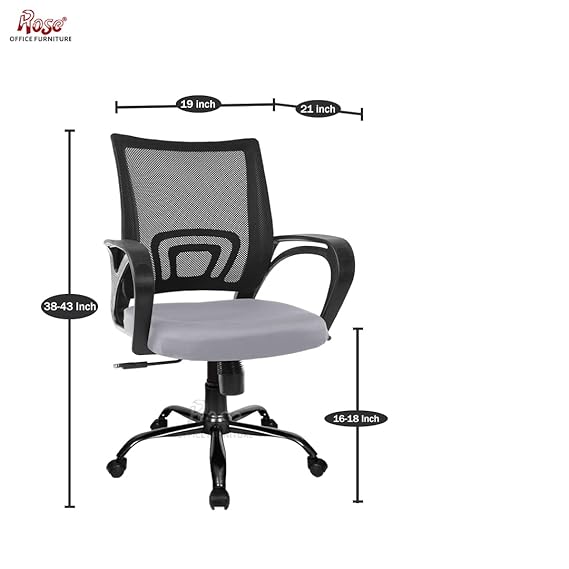 Mesh Mid-Back Ergonomic Office Chair (Ruby) (Grey)
