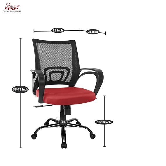 Mesh Mid-Back Ergonomic Office Chair (Ruby) (Maroon)