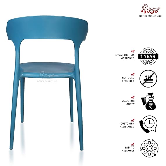Vision Cafe Plastic Chairs | Restaurant Chair with Backrest (Blue)