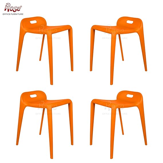 Mars Cafe Plastic Stool | Cafe Restaurant Chair (Orange)
