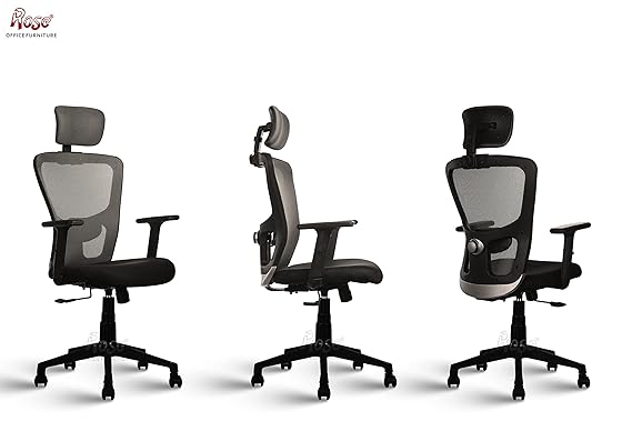 Teesla Mesh High-Back/Mid - Back Ergonomic Office Chair (Grey, High Back)