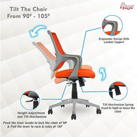 Thumbnail for Mono Mesh Mid-Back Ergonomic Office Chair  (Grey & Orange)