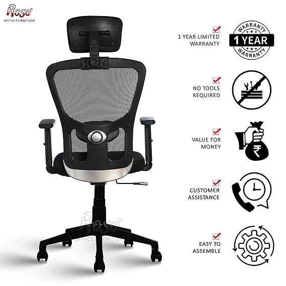 Teesla Mesh High-Back- Back Ergonomic Office Chair(Black)