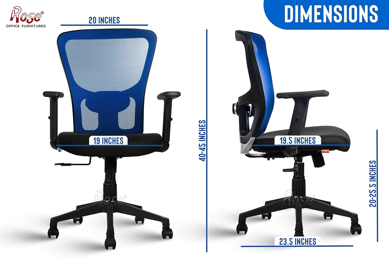 Teesla Mesh High-Back/Mid - Back Ergonomic Office Chair (Blue, Mid Back)