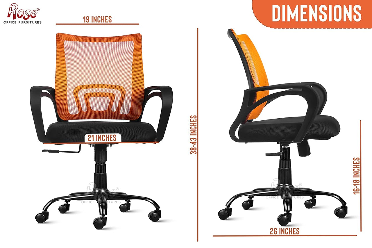 Mesh Mid-Back Ergonomic Office Chair (Ruby) (Orange & Black).