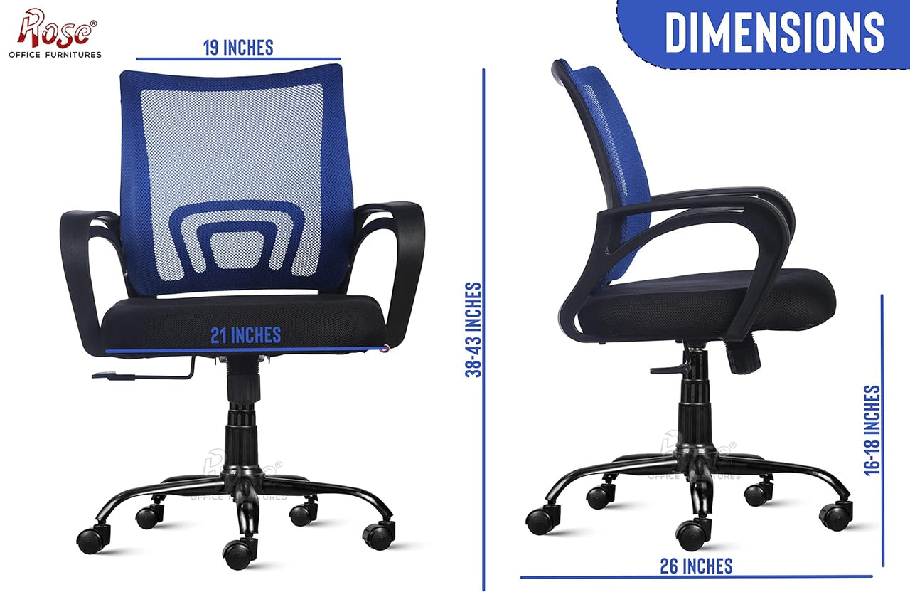 Mesh Mid-Back Ergonomic Office Chair (Ruby) (Blue & Black)