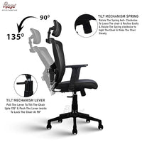 Thumbnail for Teesla Mesh High-Back- Back Ergonomic Office Chair(Black)