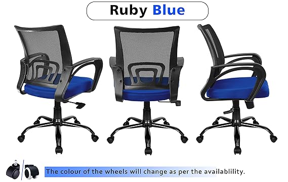 Mesh Mid-Back Ergonomic Office Chair (Ruby) (Blue)