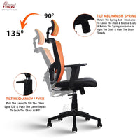 Thumbnail for Teesla Mesh High-Back/Mid - Back Ergonomic Office Chair (Orange, Mid Back)