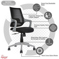 Thumbnail for Mono Mesh Mid-Back Ergonomic Office Chair (Grey & Black)