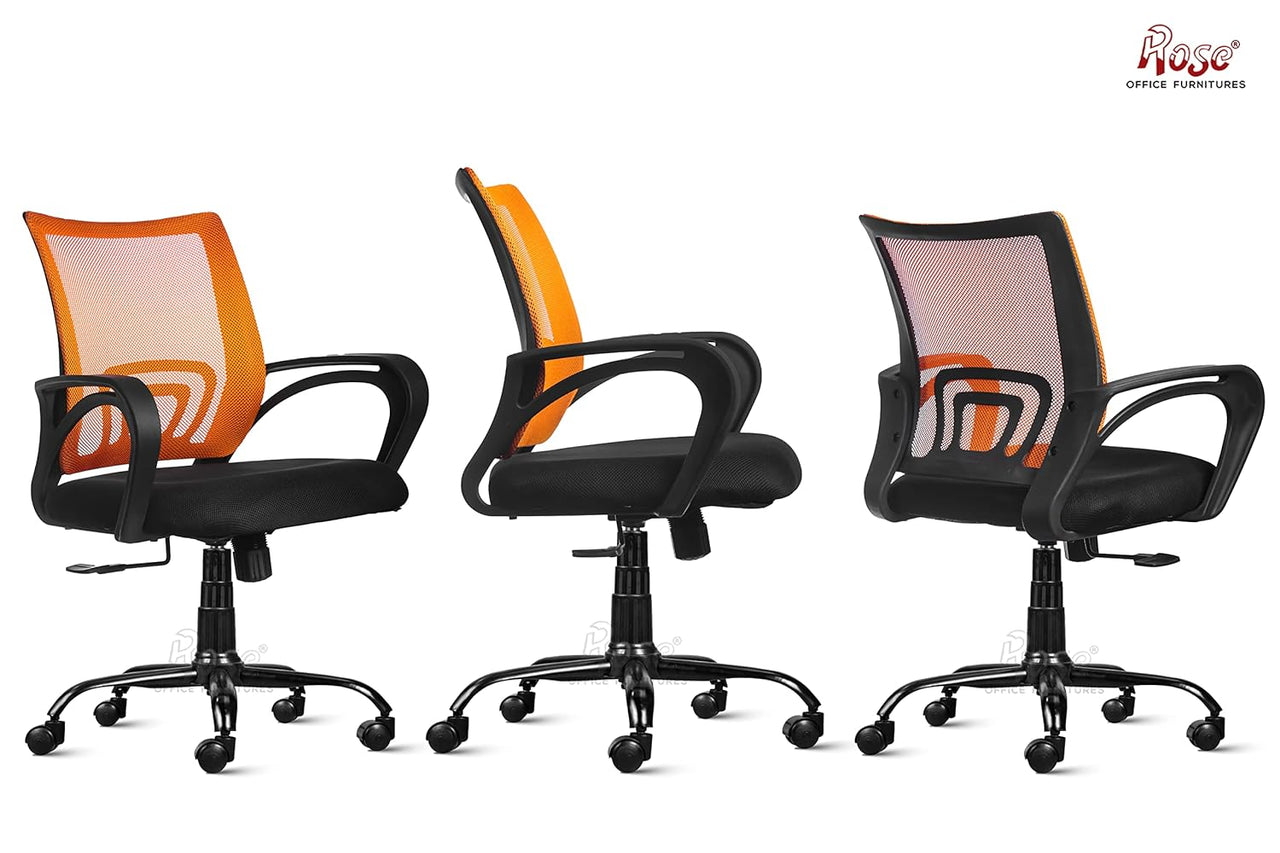Mesh Mid-Back Ergonomic Office Chair (Ruby) (Orange & Black).