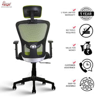 Thumbnail for Teesla Mesh High-Back/Mid - Back Ergonomic Office Chair (Green, High Back)