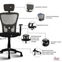 Thumbnail for Teesla Mesh High-Back/Mid - Back Ergonomic Office Chair (Grey, High Back)
