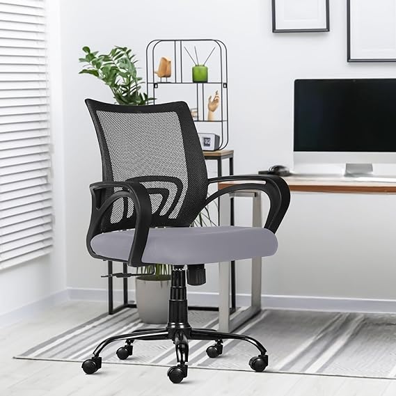 Mesh Mid-Back Ergonomic Office Chair (Ruby) (Grey)