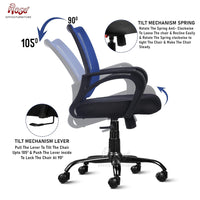 Thumbnail for Mesh Mid-Back Ergonomic Office Chair (Ruby) (Blue & Black)