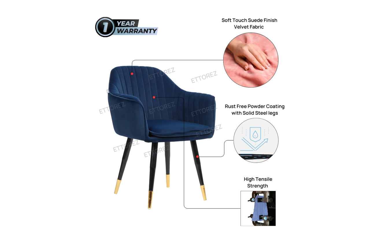 Ettorez LOTUS-ROYAL BLUE Modern/Unique Bedroom Accent Chair