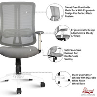 Thumbnail for Wave Mesh High - Back/Mid - Back Ergonomic Office Chair  (White & Grey, Mid Back)