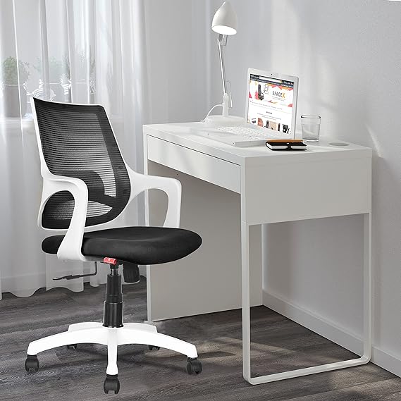 Mono Mesh Mid-Back Ergonomic Office Chair (White & Black)