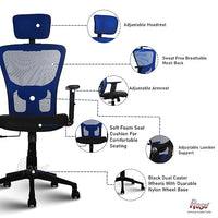Thumbnail for Teesla Mesh High-Back/Mid - Back Ergonomic Office Chair  (Blue, High Back)
