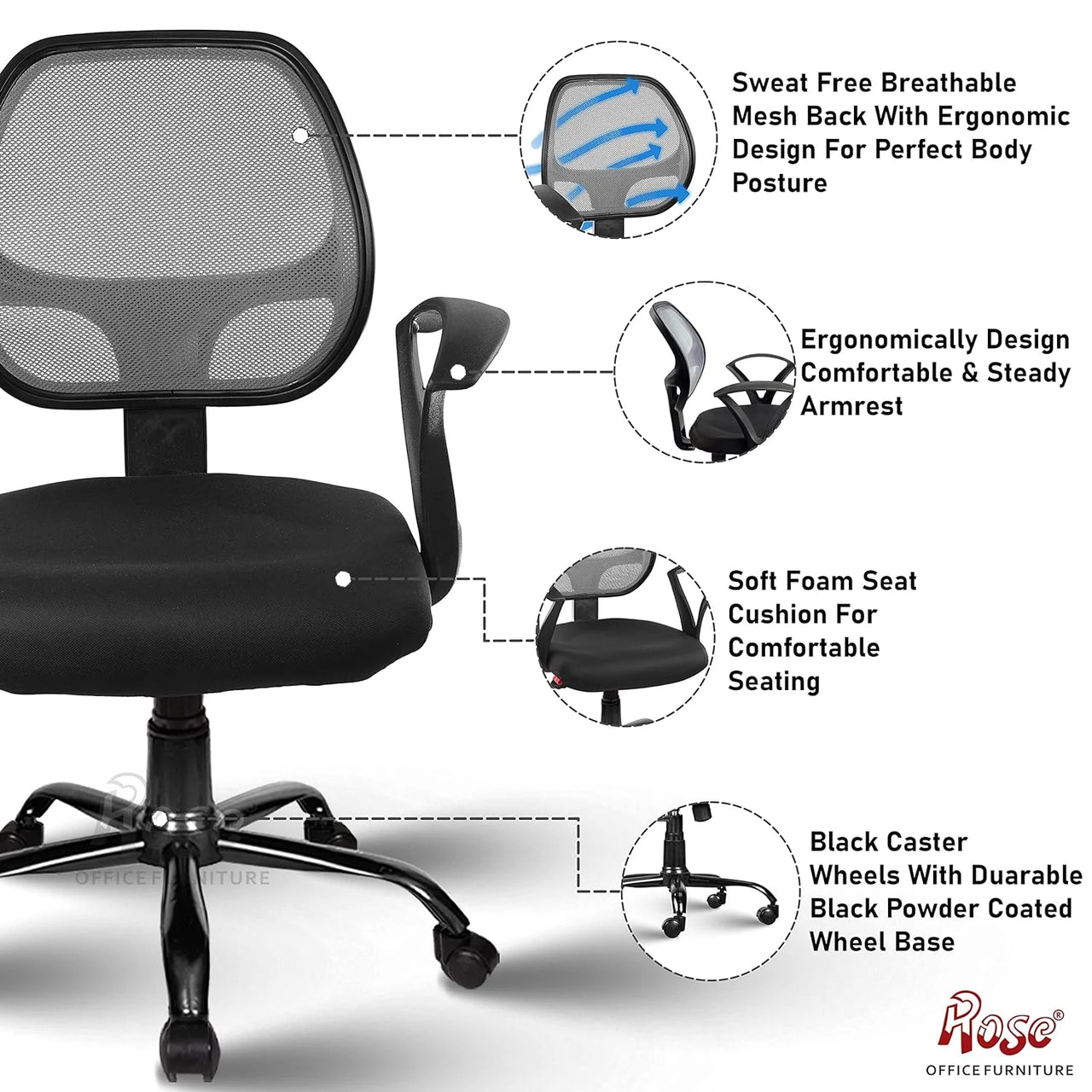 Hippo Mid-Back Ergonomic Office Chair