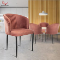 Thumbnail for Fire Cafe Chair | Modern Velvet Dining Chair (Coral Pink (Set of 1))