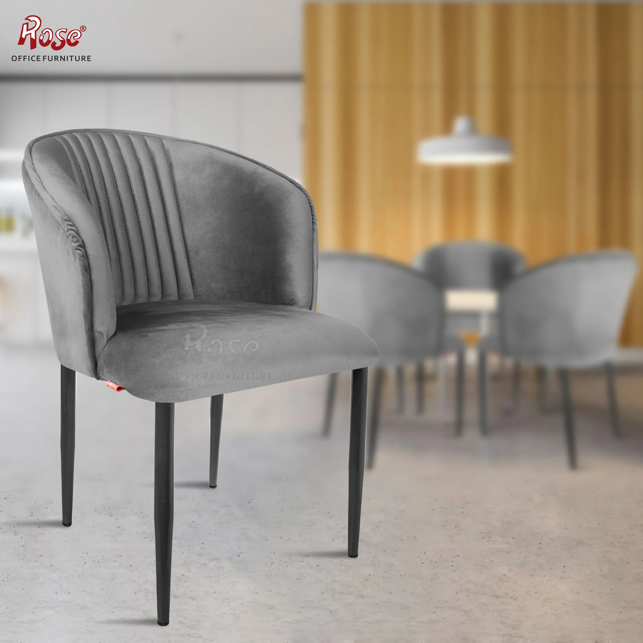 Fire Cafe Chair | Modern Velvet Dining Chair (Mouse Gray (Set of 1))
