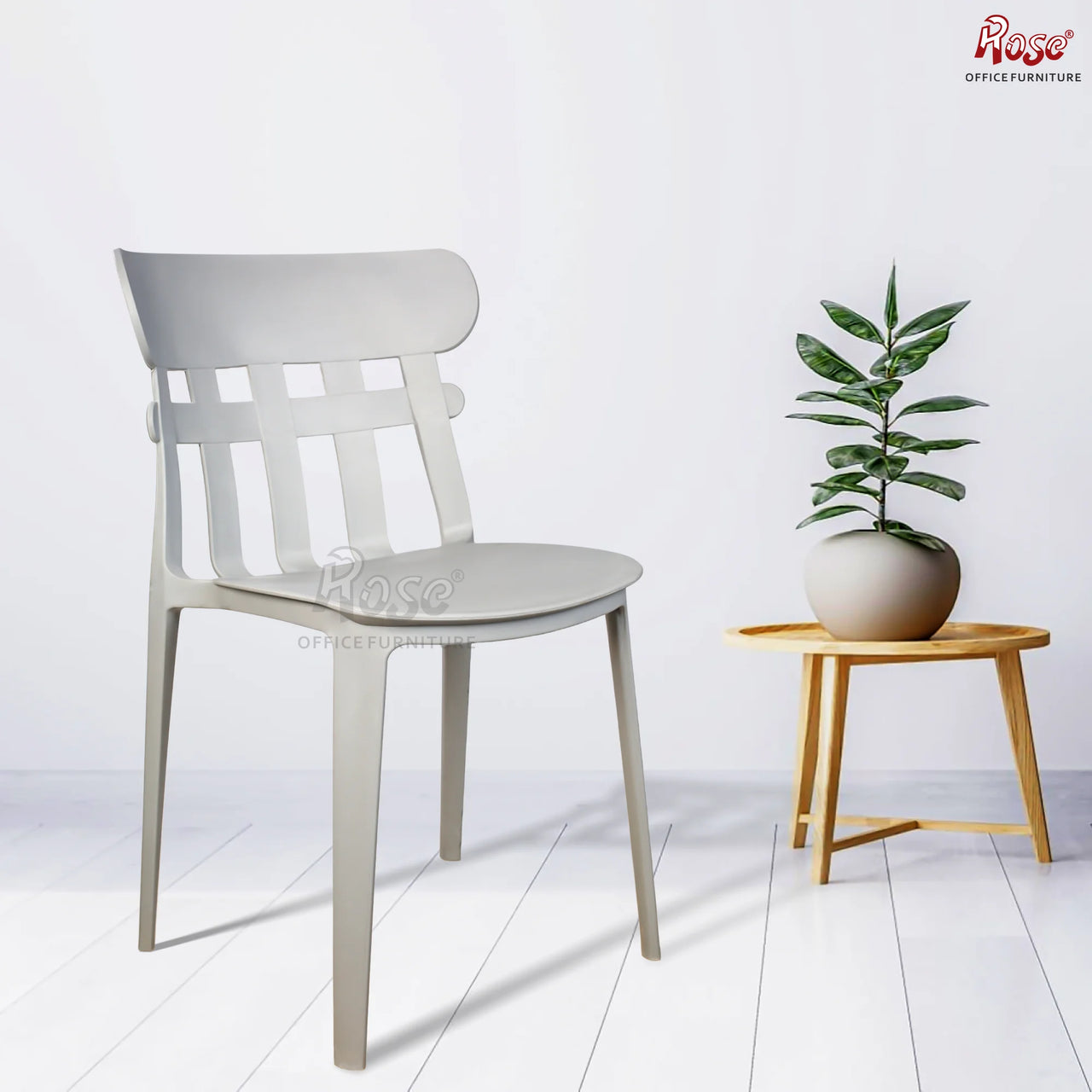 Aux Cafe Plastic Chairs | Restaurant Chair with Backrest (Grey)