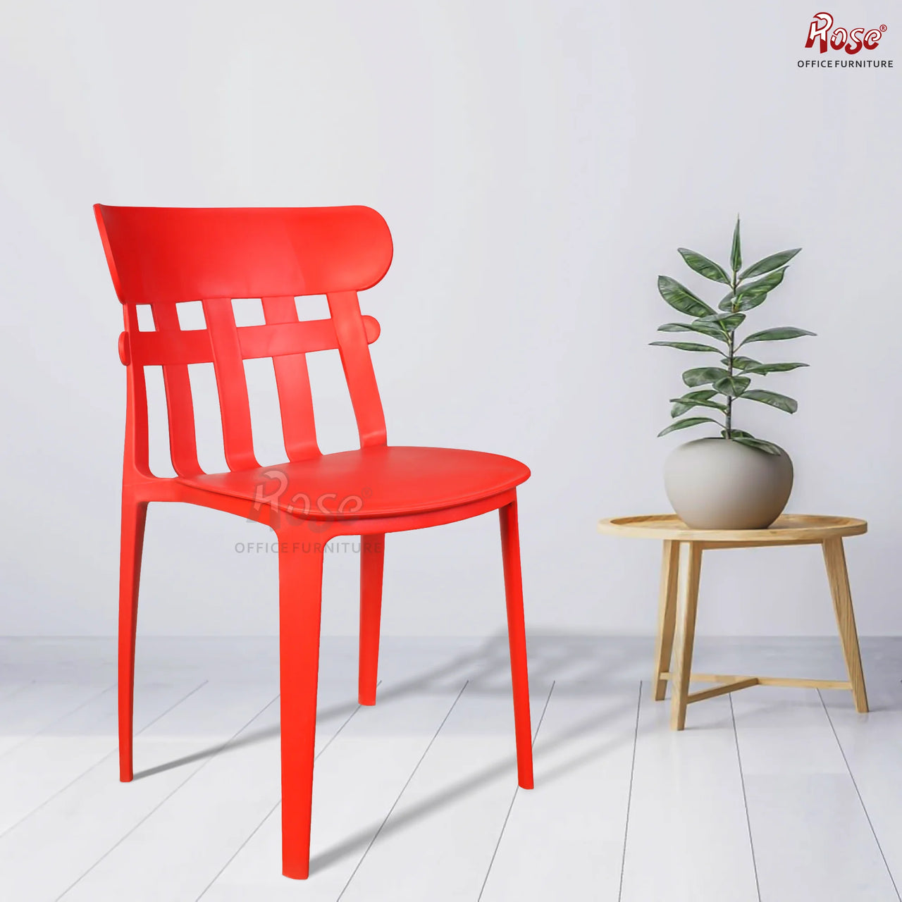 Aux Cafe Plastic Chairs | Restaurant Chair with Backrest (Red)