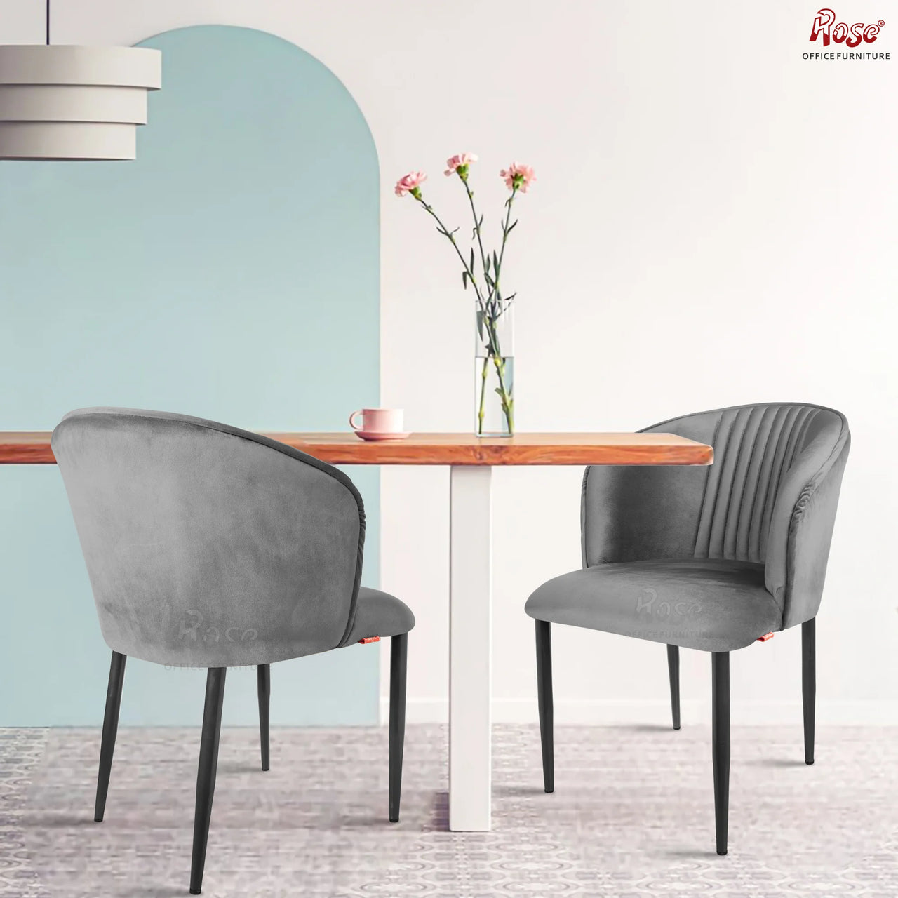 Fire Cafe Chair | Modern Velvet Dining Chair (Mouse Gray)