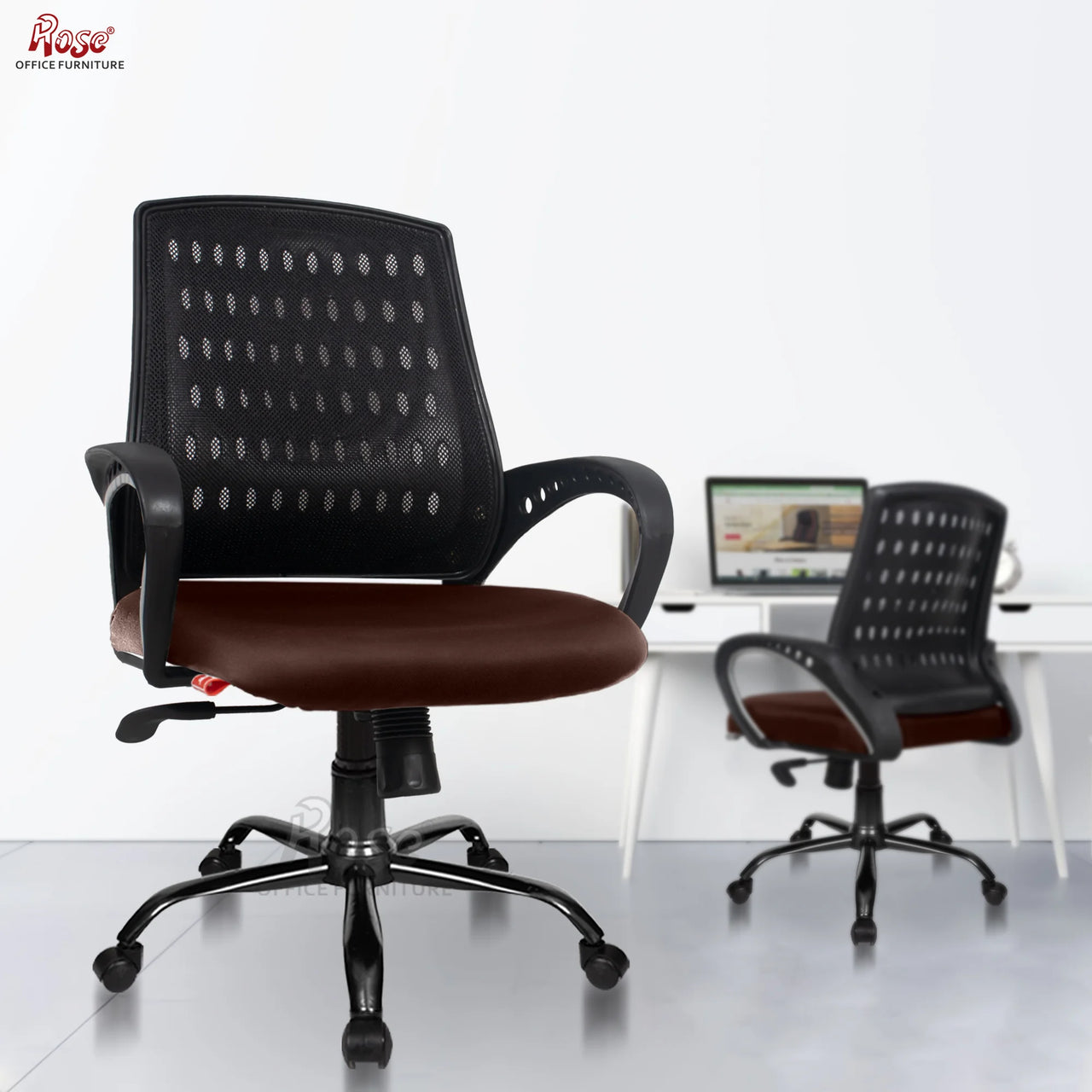 Mesh Mid-Back Ergonomic Office Chair (Blazia) (Brown)