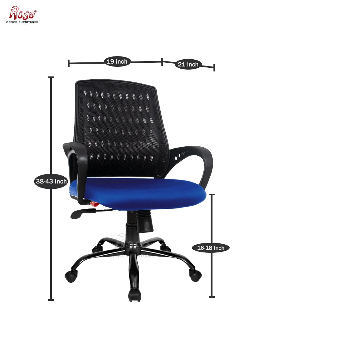 Mesh Mid-Back Ergonomic Office Chair (Blazia) (Blue)