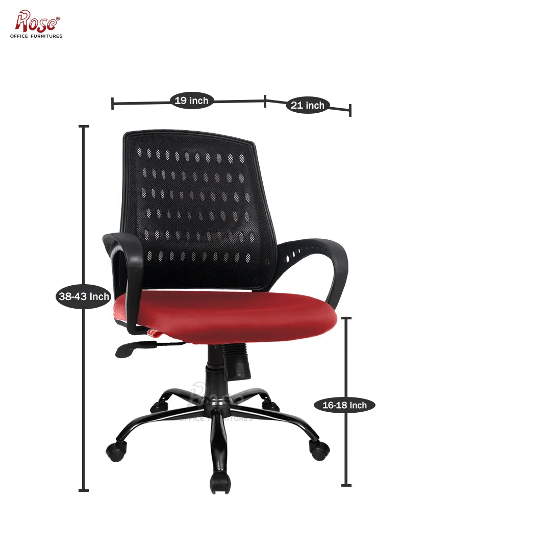 Mesh Mid-Back Ergonomic Office Chair (Blazia) (Maroon)