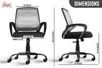 Thumbnail for Mesh Mid-Back Ergonomic Office Chair (Blazia) (Grey & Black)