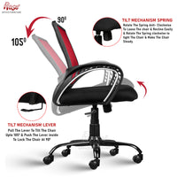 Thumbnail for Mesh Mid-Back Ergonomic Office Chair (Blazia) (Red & Black)