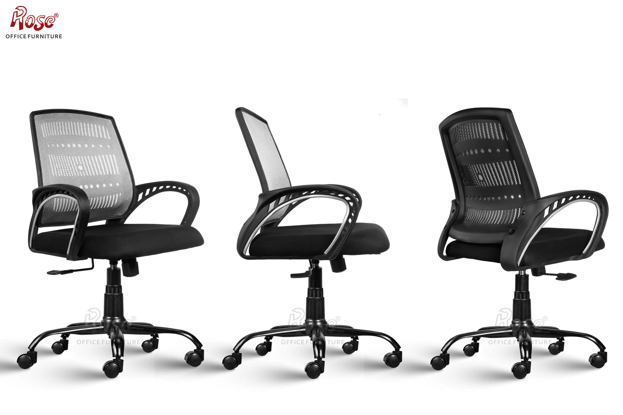 Mesh Mid-Back Ergonomic Office Chair (Blazia) (Grey & Black)