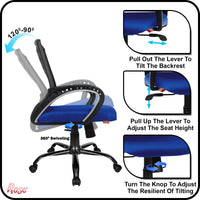 Thumbnail for Mesh Mid-Back Ergonomic Office Chair (Blazia) (Blue)