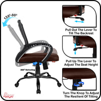 Thumbnail for Mesh Mid-Back Ergonomic Office Chair (Blazia) (Brown)