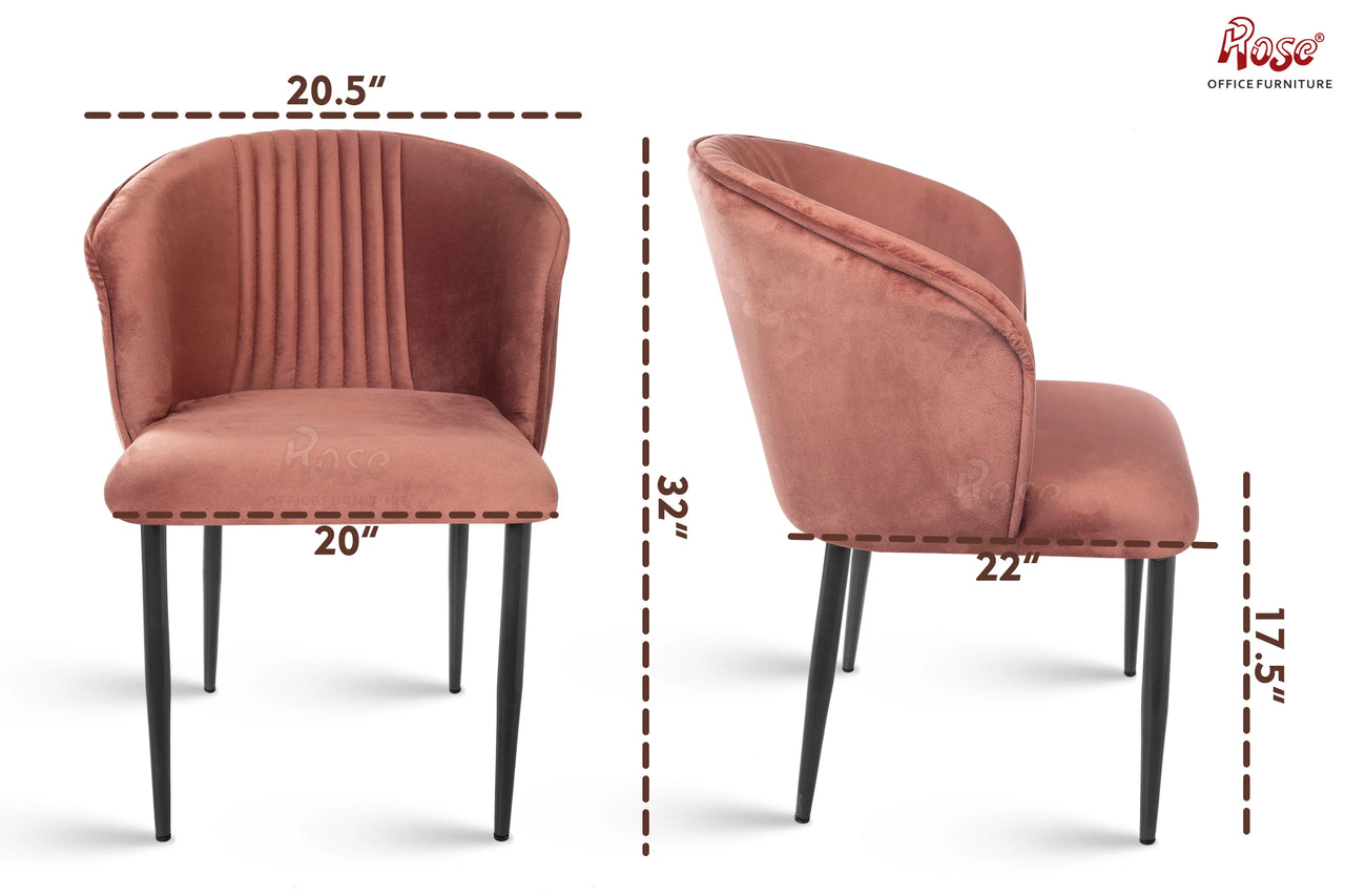 Fire Cafe Chair | Modern Velvet Dining Chair (Coral Pink (Set of 1))