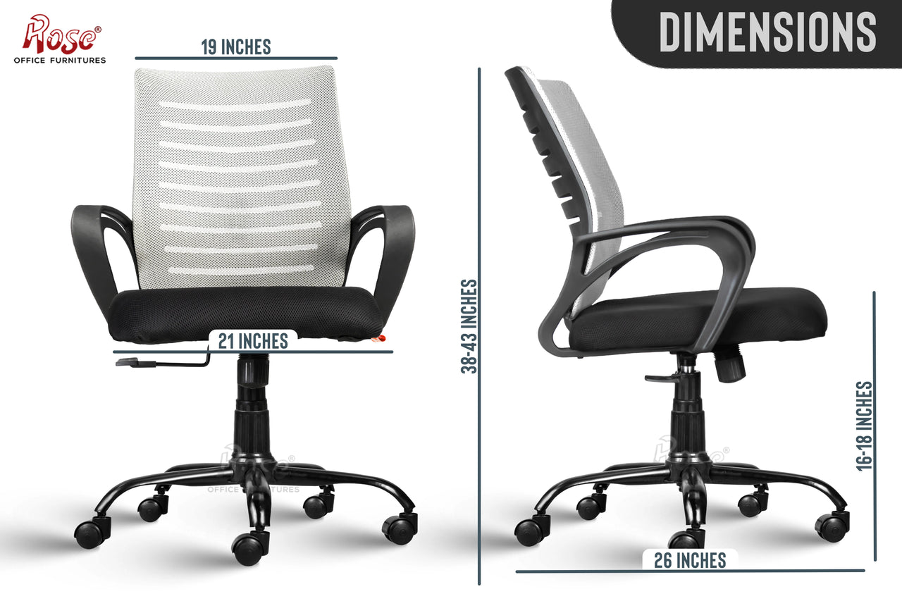 Mesh Mid-Back Ergonomic Office Chair (Elite) (Grey and Black)