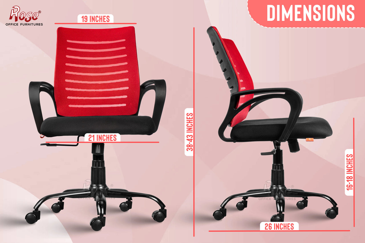 Mesh Mid-Back Ergonomic Office Chair (Elite) (Red & Black)