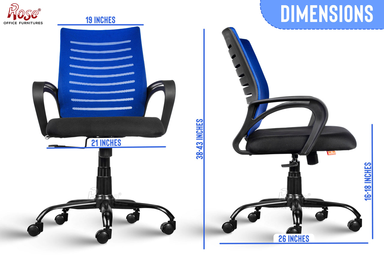 Mesh Mid-Back Ergonomic Office Chair (Elite) (Blue and Black)